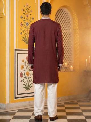 Japanese Fabric Botanical Embroidered Kurta with Korean Pant