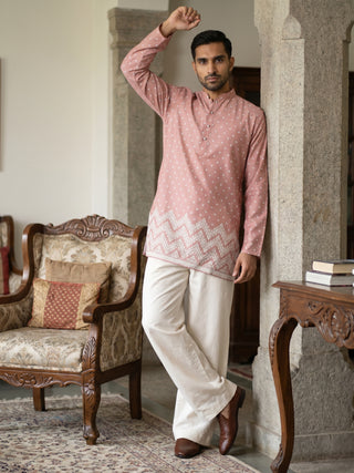 Cotton Blend Printed Kurta with Korean Pant Set
