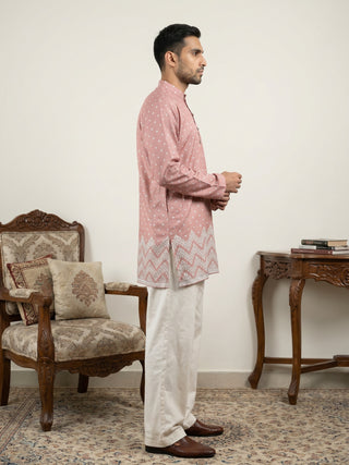 Cotton Blend Printed Kurta with Korean Pant Set
