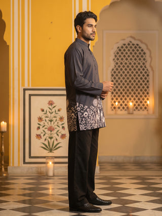 Cotton Blend Festive Printed Kurta with Korean Pant Set