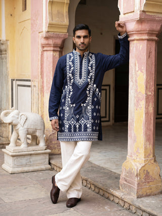 Ethnic Embroidered Japanese Fabric Kurta with Korean Pant Set