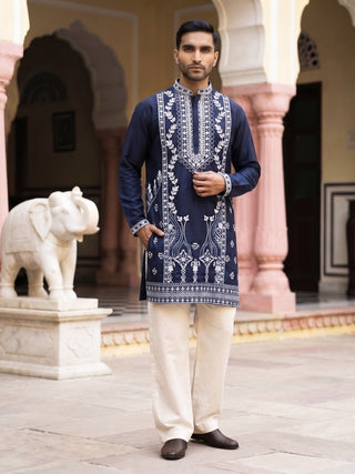 Ethnic Embroidered Japanese Fabric Kurta with Korean Pant Set