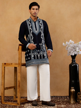 Ethnic Embroidered Japanese Fabric Kurta with Korean Pant Set