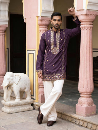 Japanese Fabric Floral Embroidered Kurta with Korean Pant Set