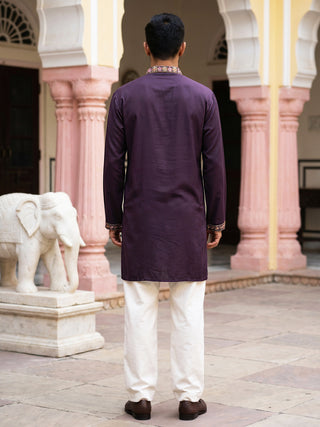 Japanese Fabric Floral Embroidered Kurta with Korean Pant Set