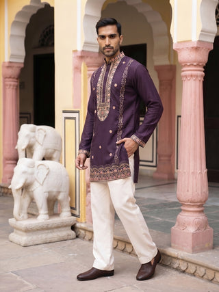 Japanese Fabric Floral Embroidered Kurta with Korean Pant Set