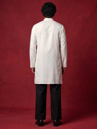 Silk Blend Embroidered Kurta & Korean Pants Set