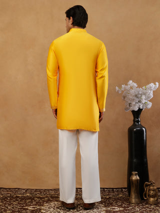 Silk Blend Embroidered Kurta & Korean Pants Set