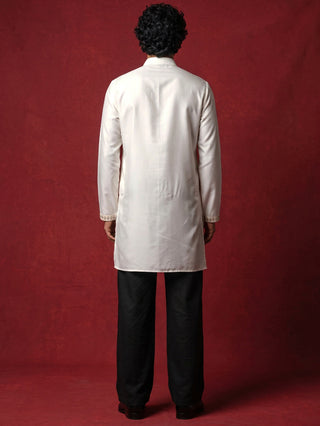Silk Blend Embroidered Kurta & Korean Pants Set
