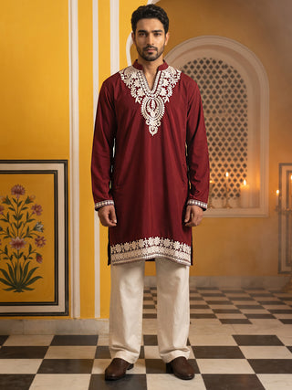 Ethnic Japanese Fabric Embroidered Kurta With Korean Pants