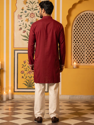 Ethnic Japanese Fabric Embroidered Kurta With Korean Pants