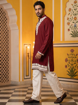 Ethnic Japanese Fabric Embroidered Kurta With Korean Pants