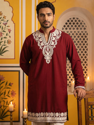 Ethnic Japanese Fabric Embroidered Kurta With Korean Pants