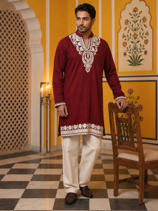 Ethnic Japanese Fabric Embroidered Kurta With Korean Pants