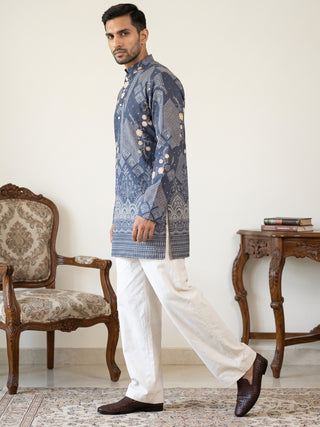 Traditional Cotton Blend Printed Kurta With Korean Pants