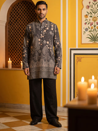 Traditional Cotton Blend Printed Kurta With Korean Pants