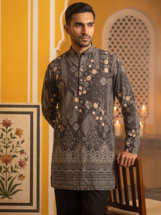 Traditional Cotton Blend Printed Kurta With Korean Pants
