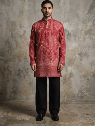 Traditional Cotton Blend Printed Kurta With Korean Pants