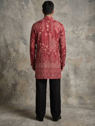 Traditional Cotton Blend Printed Kurta With Korean Pants