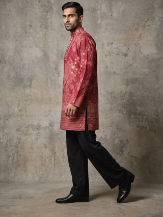Traditional Cotton Blend Printed Kurta With Korean Pants