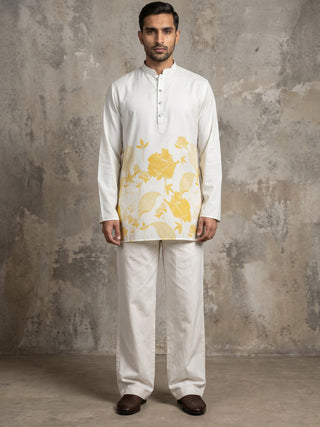 Cotton Blend Floral Printed Kurta With Korean Pants
