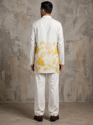 Cotton Blend Floral Printed Kurta With Korean Pants