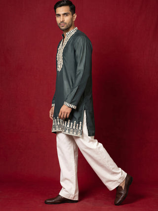 Japanese Fabric Designer Embroidered Kurta With Korean Pants