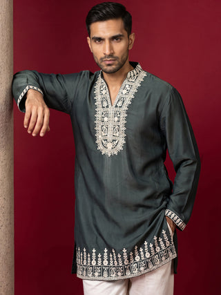 Japanese Fabric Designer Embroidered Kurta With Korean Pants