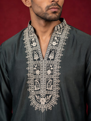 Japanese Fabric Designer Embroidered Kurta With Korean Pants