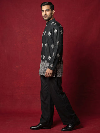 Cotton Blend Ethnic Printed Kurta With Korean Pants