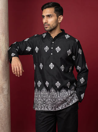 Cotton Blend Ethnic Printed Kurta With Korean Pants