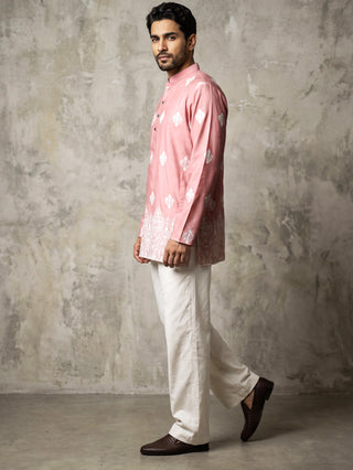 Cotton Blend Ethnic Printed Kurta With Korean Pants