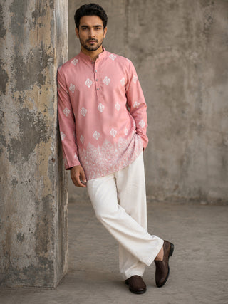 Cotton Blend Ethnic Printed Kurta With Korean Pants