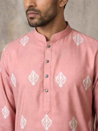 Cotton Blend Ethnic Printed Kurta With Korean Pants