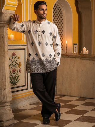 Cotton Blend Ethnic Printed Kurta With Korean Pants