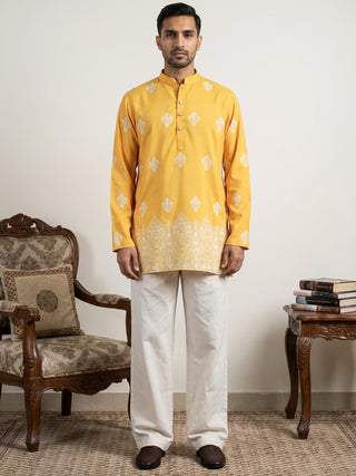 Cotton Blend Ethnic Printed Kurta With Korean Pants