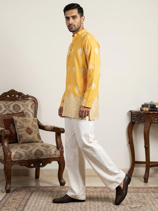Cotton Blend Ethnic Printed Kurta With Korean Pants