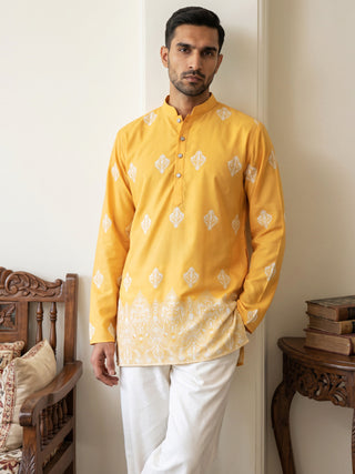 Cotton Blend Ethnic Printed Kurta With Korean Pants