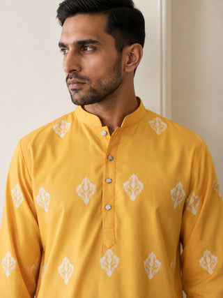 Cotton Blend Ethnic Printed Kurta With Korean Pants