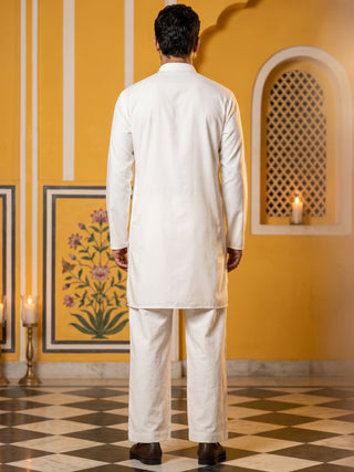 Japanese Fabric Ethnic Embroidered Kurta With Korean Pants for Men