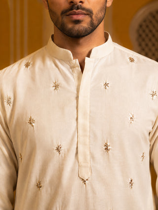 Japanese Fabric Ethnic Embroidered Kurta With Korean Pants for Men