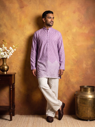 Printed Cotton Blend Kurta Korean Pants Set