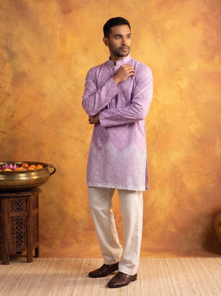 Printed Cotton Blend Kurta Korean Pants Set