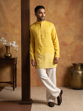 Printed Cotton Blend Kurta Korean Pants Set