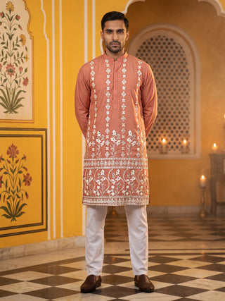 Floral Embroidered Kurta with Korean Pants