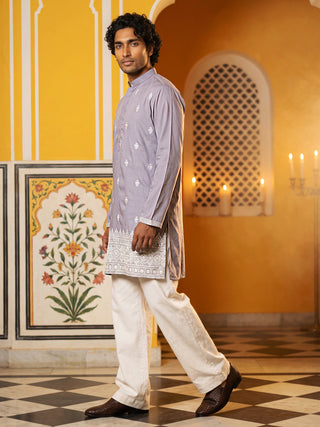 Floral Embroidered Kurta with Korean Pants