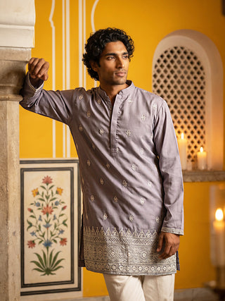 Floral Embroidered Kurta with Korean Pants