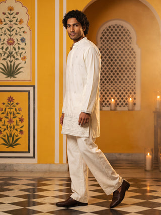 Floral Embroidered Kurta with Korean Pants