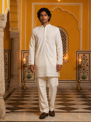 Floral Embroidered Kurta with Korean Pants