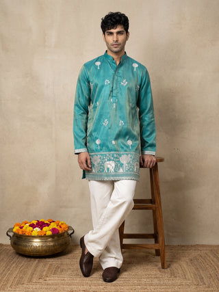 Embroidered Silk Blend Kurta for Men